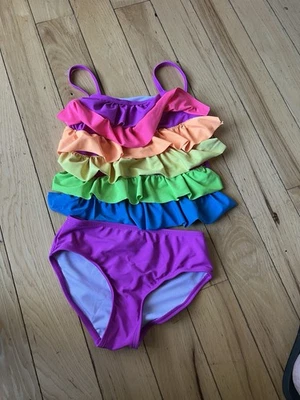 Tankini Flapdoodles talla 6 púrpura, rosa naranja amarillo verde azul Foto 1 de 4