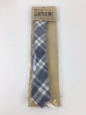 Chef Works Unisex Plaid Dress Tie Blue White Plaid Urban Collection New - Image 1 of 4