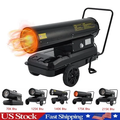 70K-215K Btus Kerosene/Diesel Forced Air Space Heater w/ Thermostat & Fuel Tank - Image 1 of 4