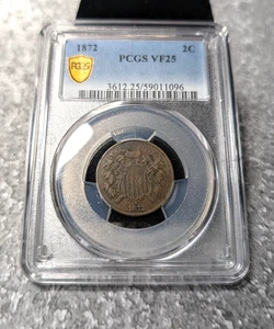 1872 Two Cent Piece VF25 PCGS Key Date Business Strike Nice Beautiful Coin - Picture 1 of 4
