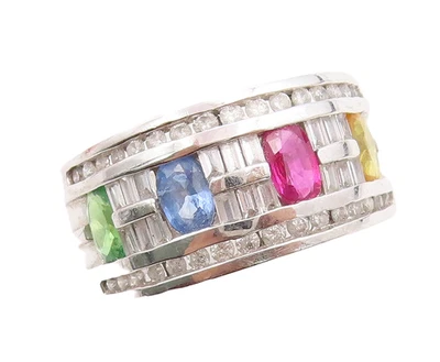 Anillo de oro blanco con diamantes y piedras preciosas genuinas de 1/2 quilate de oro EFFY de oro 14K talla 5 GR685 Foto 1 de 4