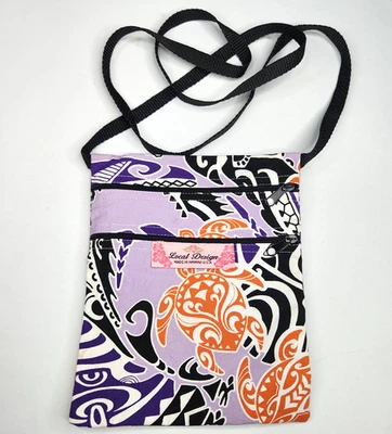 Bolso Bandolera Pequeño Delgado Local Designs Hawaii Doble Cremallera Tortugas Púrpura Naranja Foto 1 de 4