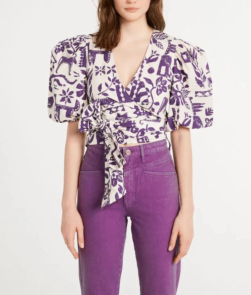 Claudie Pierlot Women's Top Size 40 FR / L Wrap Top CFPTO00645 - Image 1 of 4