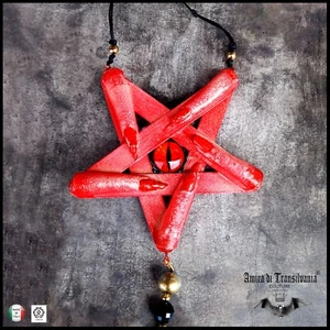 talismano satanico pentagramma amuleto pendaglio gioiello pentacolo occhi satana - Picture 1 of 24