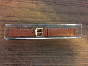 CINTURINO OROLOGIO TOSCANA TAN ITALIANO VERA PELLE 14MM CON STRISCE ORO NUOVO #2880 - Foto 1 di 3