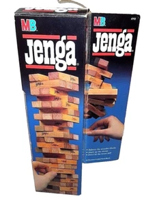 80s Jenga Wooden Block Stacking Game USA Tumbling Tower Milton Bradley Complete - Picture 1 of 4