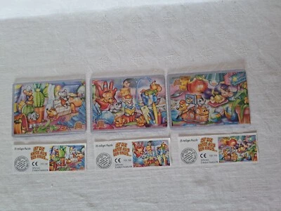 3x Ü-Eier Puzzle 2002- Serie Ist die Katze aus dem Haus mit 3 BPZ Original - Bild 1 von 4