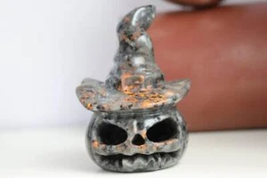 2.8" Natural Yooperlite Pumpkin Lamp Carved Crystal Skull Christmas gift 1x - Picture 1 of 10
