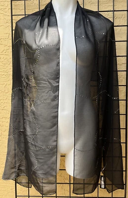 Mantón de noche Bijoux Terner negro con lentejuelas nuevo con etiquetas Foto 1 de 4