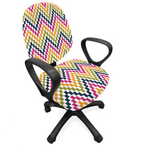 Ambesonne Chevron Zigzag Office Chair Slipcover Protective Stretch Cover