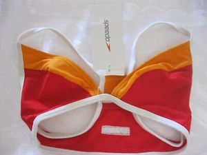 SPEEDO FEM INTENSITY BOYLEG TOP 22-D67-6083 Orange White Red Woman Swimsuit NWT - Picture 1 of 3