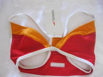 SPEEDO FEM INTENSIDAD BOYLEG TOP 22-D67-6083 Naranja Blanco Rojo Mujer Traje de Baño Nuevo con Etiquetas Foto 1 de 3
