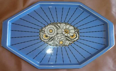 SARREGUEMINES années 20 / 30 plateau art deco PERGOLA : fleurs & roses stylisées - Photo 1/4