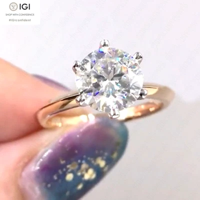 IGI 2.40Ct Round F VS1 Lab Grown Diamond Engagement Ring In 14K Two-Tone Gold - Image 1 of 4