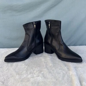 Neu ohne Etikett Aquatalia Cia spitz zulaufender Damen-Westernstiefel aus schwarzem Leder Größe 9,5 M - Bild 1 von 9