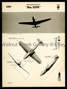 WWII Aircraft ID Poster, Messerschmitt Me 109F, Art Print on 11x14" 09188 - Picture 1 of 1