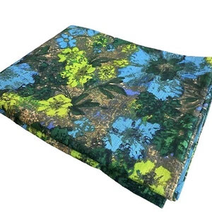 60’s FLORAL COTTON FABRIC 1.5 YARD Mid Century Tiki Hawaiian Mod Vintage Retro - Foto 1 di 5
