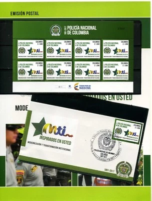 POLICIA NACIONAL DE COLOMBIA ''carpeta'' S/S.- COVER F.D.C.  2017 - Image 1 of 4