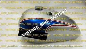 Triumph T140 Blue & Silver Painted Steel Gas Fuel Petrol Tank With Cap+Badges - Picture 1 of 5
