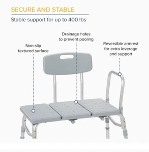 Drive Tub Transfer Bench. shower Self-help. Suction Cup Feet, Side Arm - Picture 1 of 5