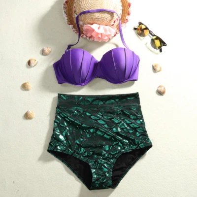 Badeanzug Bikini Ariel Klein Sirene Meerjungfrau Muschel Schuppen Original - Bild 1 von 4