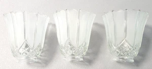 3 - Vintage Heavy Clear and Frosted Diamond Cut Glass Chandelier Shade 5" - Picture 1 of 9