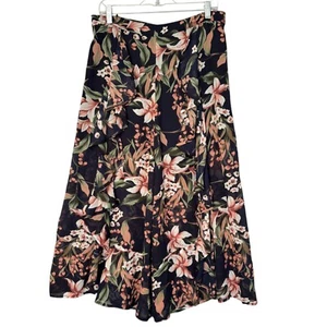 Pilgrim Womens Floral Chiffon Ruffle Wide Leg Crop Pants Party Feminine 14 - Picture 1 of 11