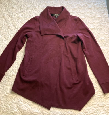 Kensie MEDIUM Jacket Womens Maroon Asymmetrical Snap Front Long Sleeve Pockets - Image 1 of 4