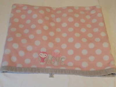 Carter's Just One You Little Love Pink White Polka  Owl Fleece Baby Blanket Euc  - Image 1 of 4