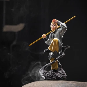 Resin Ceramic Buddhism Sun Wukong Monkey King Buddha Incense Burner Monkey King - Picture 1 of 7