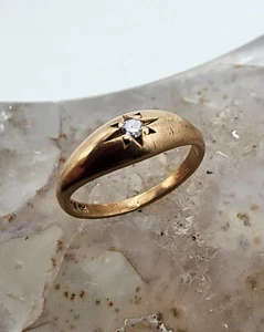 Anello Bambino Vittoriano Edoardiano 10k .417 Oro Giallo 0,02 ct Diamante Au 2433 - Foto 1 di 12