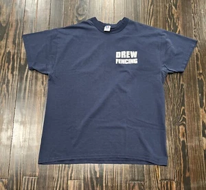 Russell Athletic Drew Fencing Graphic Print T Shirt Mens Large Blue - Picture 1 of 5