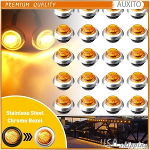20x Amber 3/4" Round LED Bullet Clearance Side Marker For Light Truck Trailer RV - Picture 1 of 12