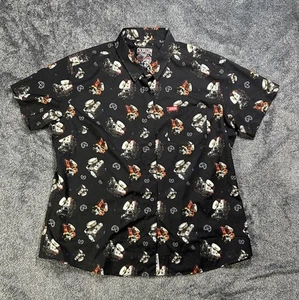 Dixxon Camicia Uomo XL Nera Stampa All Over Piccolo Blocco Motore Performance A - Foto 1 di 6