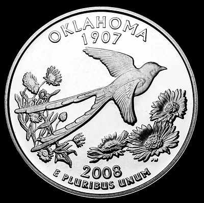 2008 S Oklahoma Mint Clad Proof Statehood Washington Quarter from U.S. Proof Set - Image 1 of 2