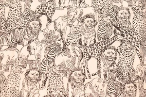 Tela 36"L x 44" W sin marca animales africanos cebra jirafa león aspecto de aseo - Imagen 1 de 6