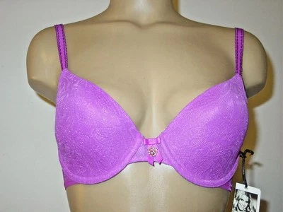 Jessica Simpson Púrpura Camiseta Sujetador Espalda Corredora Gancho Flor Cactus-32C-NUEVO CON ETIQUETAS Foto 1 de 3