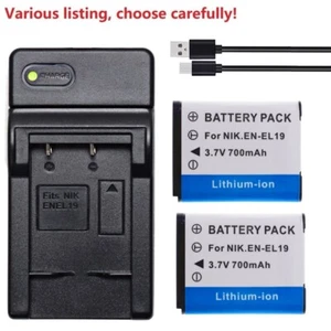 EN-EL19 Battery or charger For Nikon Coolpix S4100 S3100 S2500 S3300 S3500 S3200 - Picture 1 of 48