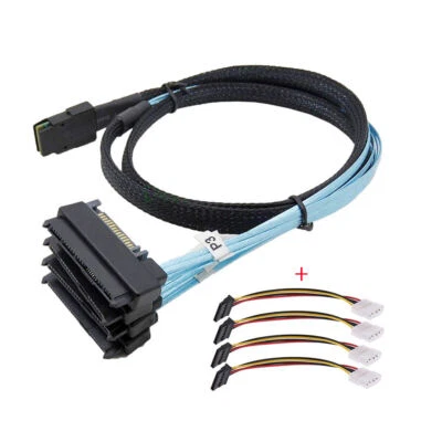 Xiwai Internal 36Pin Mini SAS SFF-8087 Host to 4 SFF-8482 SAS Hard Disk Cable - Image 1 of 4