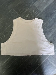 Lululemon Women’s Oversized Training Tank Top Beige VGC US6-8 UK10-12 High Neck - Picture 1 of 5