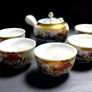 Kutani Ware Teeservice Genzan Kinsai Teekanne und Teetasse - Bild 1 von 13