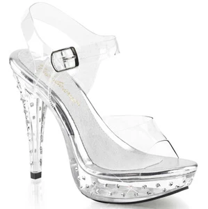 Pleaser Fabulicious Clear Ankle Strap Sandals High Heels Adult Women Cockta sz 8 - Picture 1 of 5