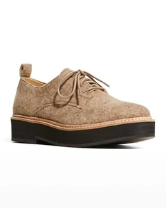 Eileen Fisher Women 7 Shoe NIMS Felt Oxford Barley Academia Old Money Office Tan - Picture 1 of 10