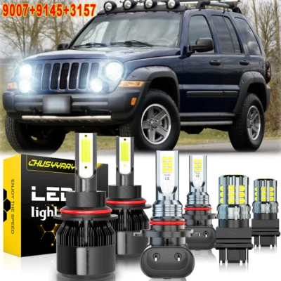 Para Jeep Liberty 2002-2007 LED faro + luces de conmutación + luz antiniebla Foto 1 de 4