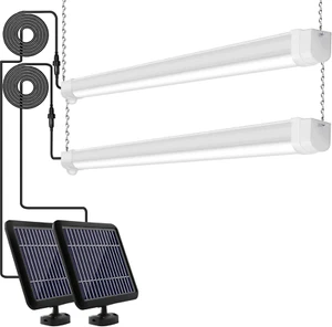Solar Motion Sensor LED Shop Light 3FT 17W (2 Pcs), Outdoor Garage Lighting - Picture 1 of 12