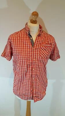 Blue Inc Blend The World Men's Short Sleeve Red Check Shirt Size Large - Image 1 of 4