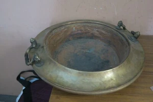 Antique Vintage Huge Brass Copper Buddhist Temple Incense Burner Brazier 17" - Picture 1 of 9