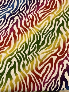 1/2 Yard piece of 100% Cotton Fabric with multicolored ZEBRA-like design - Picture 1 of 1