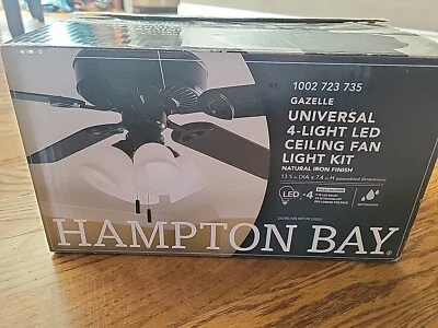 (1) Hampton Bay Gazelle Universal 4-light LED Ceiling Fan Light Kit Iron Finish - Image 1 of 4