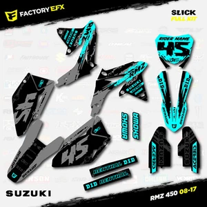 Gray & Cyan Slick Racing Graphics Kit fits 08-17 Suzuki RMZ450 Sticker RMZ 450 - Bild 1 von 5
